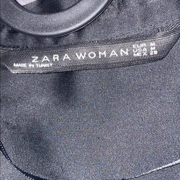 Zara black double pocket loose satin shirt  blouse - Picture 8 of 12